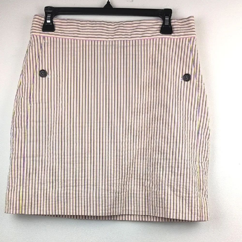 J. Crew Striped Seersucker Women's Mini Skirt Size 6 Preppy Summer Classic